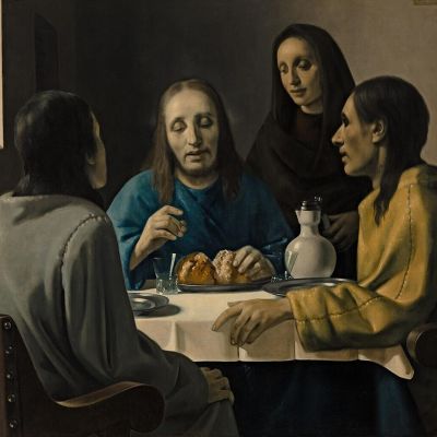 Han van Meegeren, De Emmausgangers; door Bredius toegeschreven aan Johannes Vermeer. Collectie  Museum Boijmans Van Beuningen, Rotterdam.