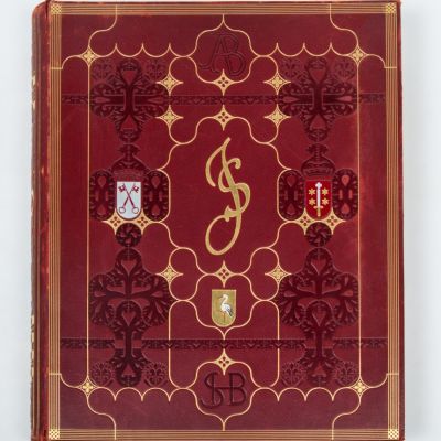 Boekband naar een ontwerp van Lion Cachet van de publicatie van 100 werken van Jan Steen door Bredius uit 1927. Collectie Museum Bredius.