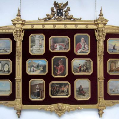 Het zogenaamde Arti-geschenk, met rechts in het midden en ingezonden werk van Mohr, 1874. Koninklijke Verzamelingen, Den Haag.